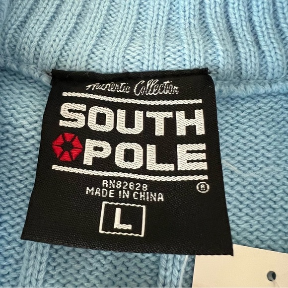 Deadtock Vintage Southpole 90's Y2K Hiphop Quarter Zip Ribbed Sweater  SZ Large - Picture 13 of 14